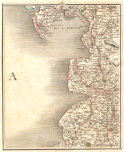 LANCASHIRE COAST. Lancaster Preston Lytham Blackpool Barrow Wigan. CARY 1794 map