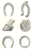 HORSE SHOES. Fore-shoe Hind-shoe. Hoof Charlier tip. Carriage cart horses 1912