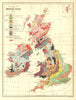BRITISH ISLES. Geological Map in colour 1912 old antique plan chart