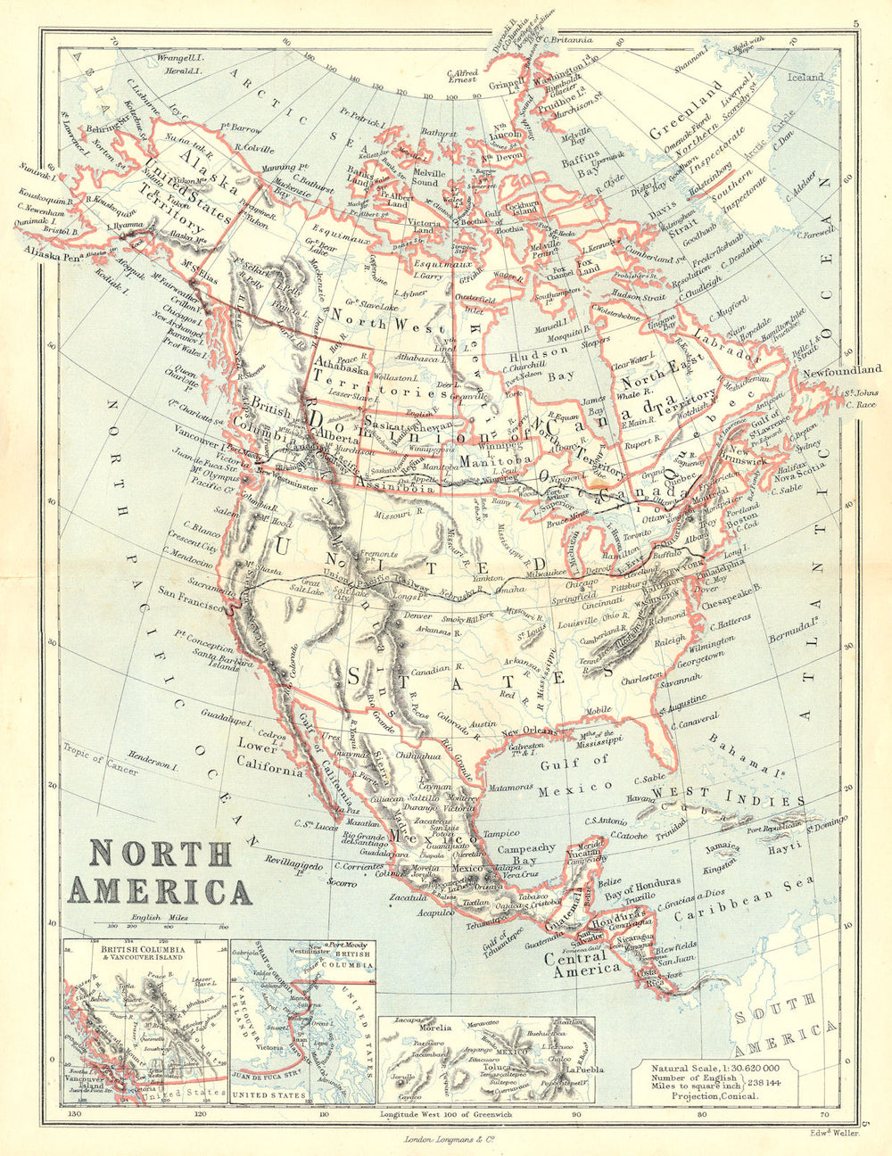 US/CANADA. Assiniboia Athabaska Keewatin Union/Canadian Pacific. BUTLER 1888 map