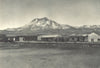 CHILE.Ollagüe.Parte pueblo con el Volcan Aucanquilcha.Ollague.town.Volcano 1932