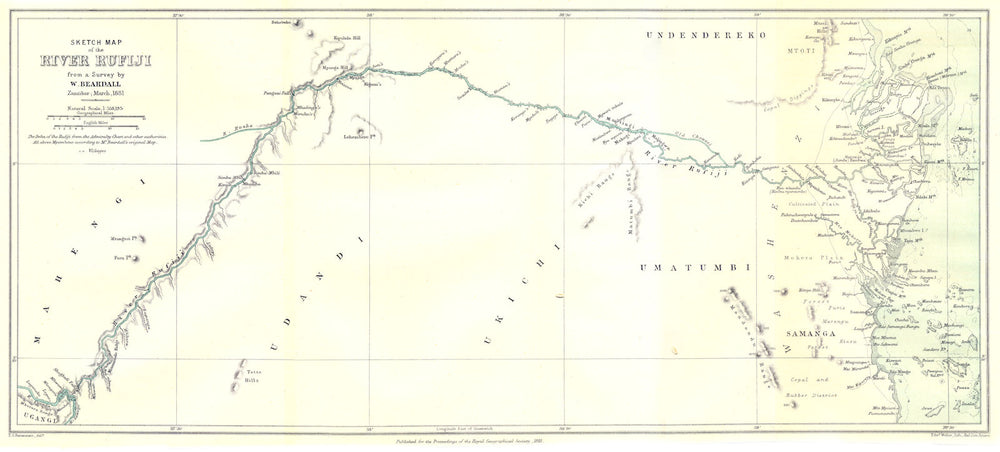 TANZANIA. River Rufiji. Beardall survey. Pwani Lindi Morogoro. RGS 1881 map