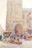MANCHE. The South porch of the Cathedral. Coutances. Street market. 1907 print