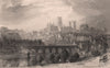 COUNTY DURHAM. Durham, from the North East. ALLOM 1839 old antique print
