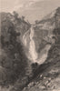 LAKE DISTRICT. Waterfall, near Sty Head, Cumberland. Cumbria. ALLOM 1839 print