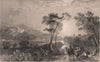 NORTHUMBERLAND. Prudhoe castle, on the Tyne. ALLOM 1839 old antique print