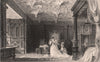 WESTMORELAND. Interior of Sizergh Hall, Cumbria. ALLOM 1839 old antique print