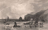 COUNTY DURHAM. Blackhall Rocks, Hartlepool in the distance. ALLOM 1839 print