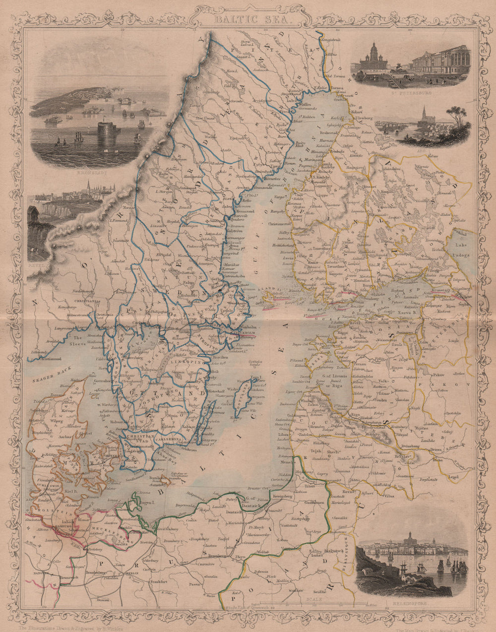 BALTIC SEA. Crimean War battles. Ottoman Empire Russia.TALLIS/RAPKIN 1860 map