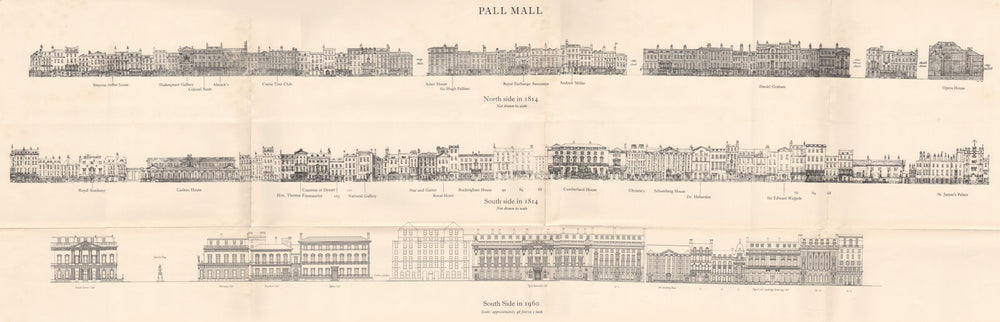 PALL MALL.North side in 1814;South side in 1814 & 1960.Names occupants 1960 map