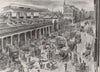 LONDON. Covent Garden Market, by Frances Macdonald 1947 old vintage print