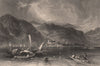 BREGENZ. Attractive steel engraving. Austria. Bodensee Lake Constance boats 1875