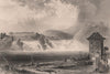 RHINE FALLS, SCHAFFHAUSEN. Steel engraved view. Switzerland. Boats 1875 print