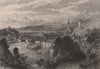 LAUFENBURG. Attractive town view. Steel engraving. Switzerland Rhine Valley 1875
