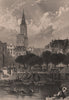 STRASBOURG. Rue de Rohan. Cathedral. Steel engraving. Bas-Rhin Rhine Valley 1875
