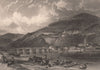 HEIDELBERG. Attractive town view. Steel engraving. Germany. Rhine Valley 1875