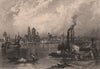 MAINZ. Attractive town view. Steel engraving. Germany. Rhine Valley 1875 print