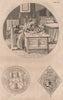 ISLINGTON PARISH. Writer. Coats of arms 1823 old antique vintage print picture