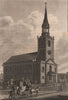 ISLINGTON PARISH. St Mary's Church, Upper Street 1823 old antique print