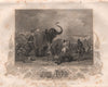 SIEGE OF MULTAN 1849. Houdah of Moolraj's elephant hit by a cannonball 1853