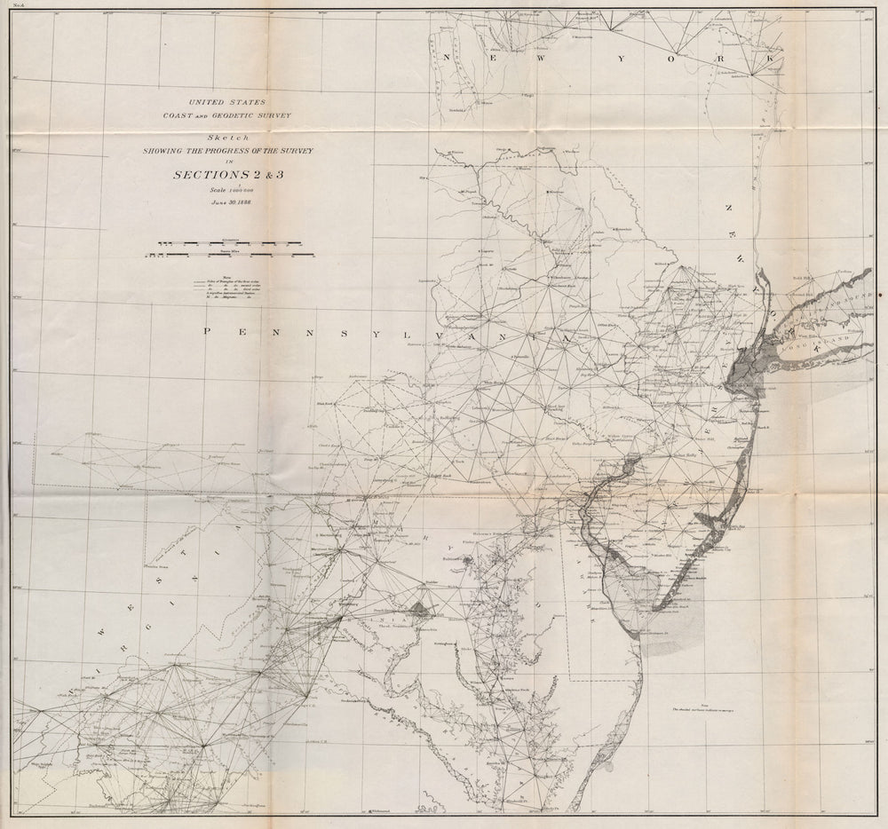USA EAST SURVEY.Chesapeake Bay Delaware Bay Maryland Pennsylvania.USCGS 1889 map