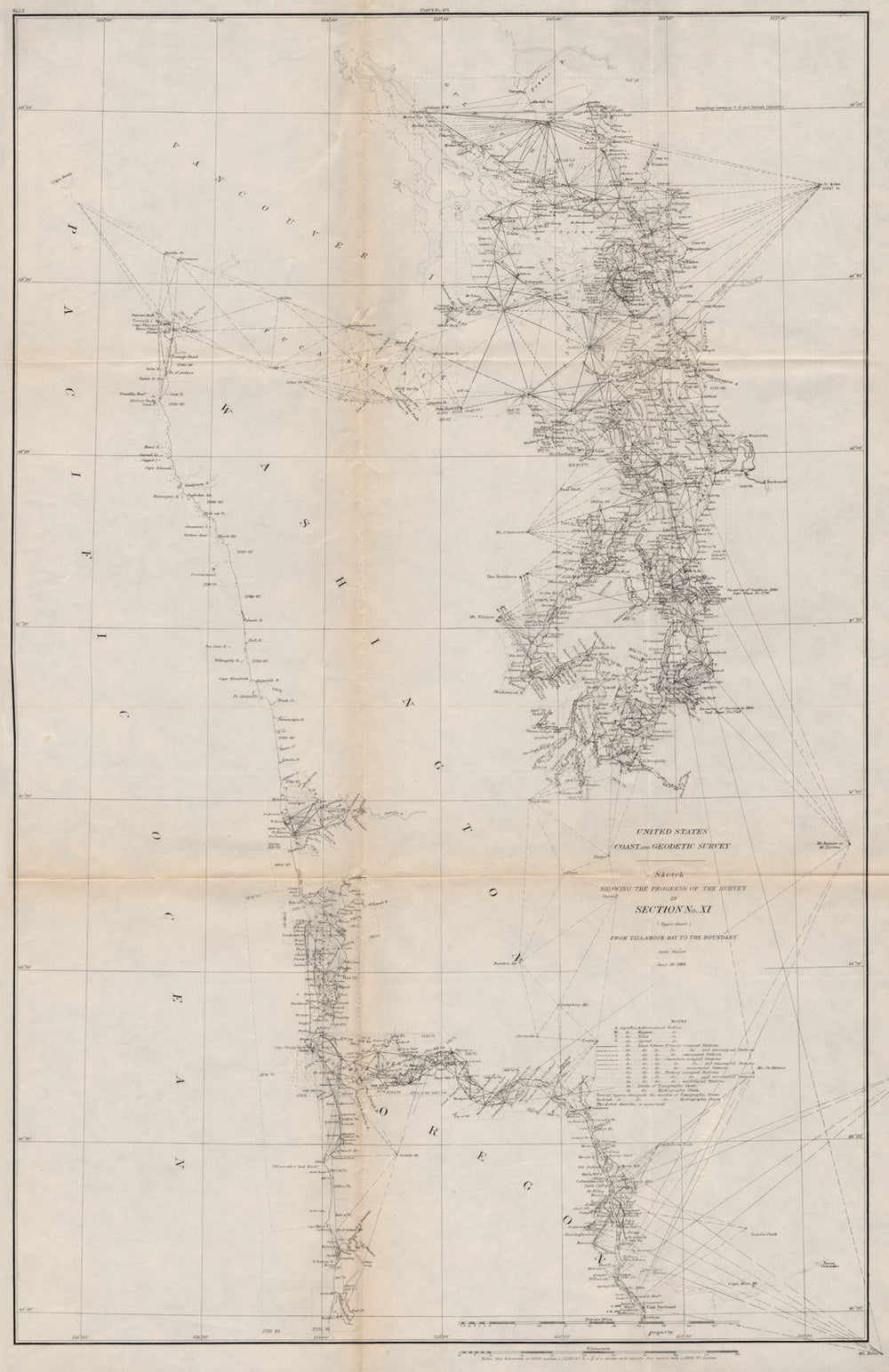 WASHINGTON COAST. Columbia River Seattle Tacoma Puget Sound. USCGS 1889 map