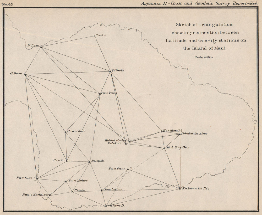 MAUI. Triangulation. Latitude & Gravity stations. Hawaii. USCGS 1889 old map