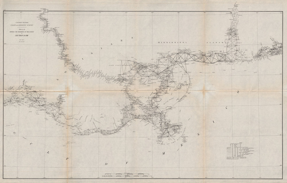USA GULF COAST.Mississippi delta & river.New Orleans Mobile.LA AL.USCGS 1889 map