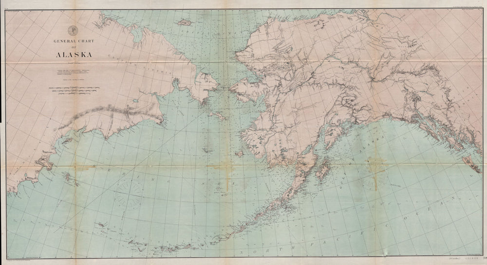 ALASKA. General chart of Alaska. Bering Strait. Ocean depths. USCGS 1889 map