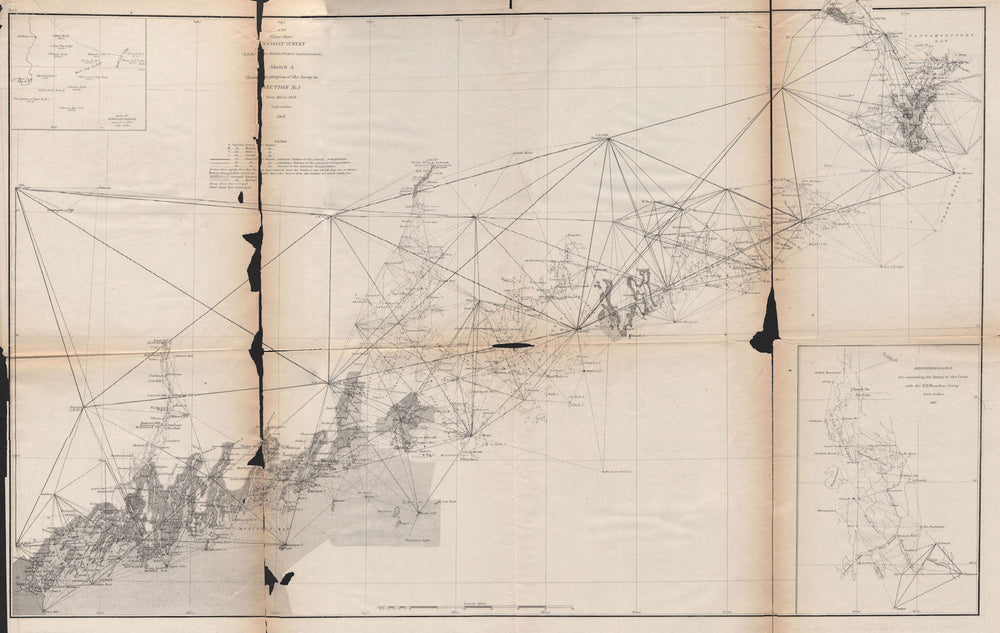 MAINE COASTAL SURVEY.Portland-Canadian border.Mount Desert Island.USCGS 1871 map