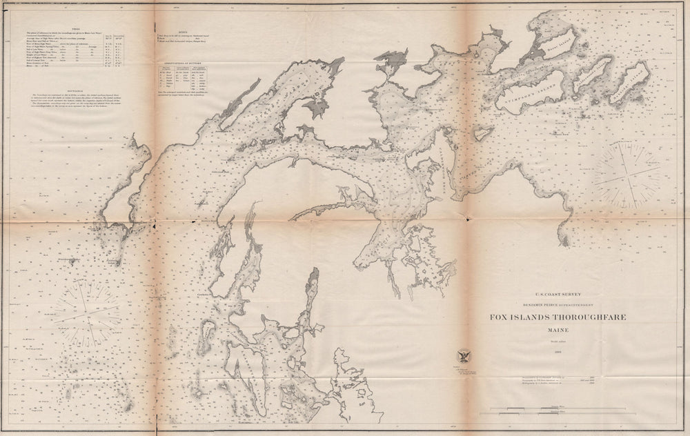 FOX ISLANDS THOROUGHFARE.North Haven.Penobscot Bay.Maine Coast.USCGS 1871 map