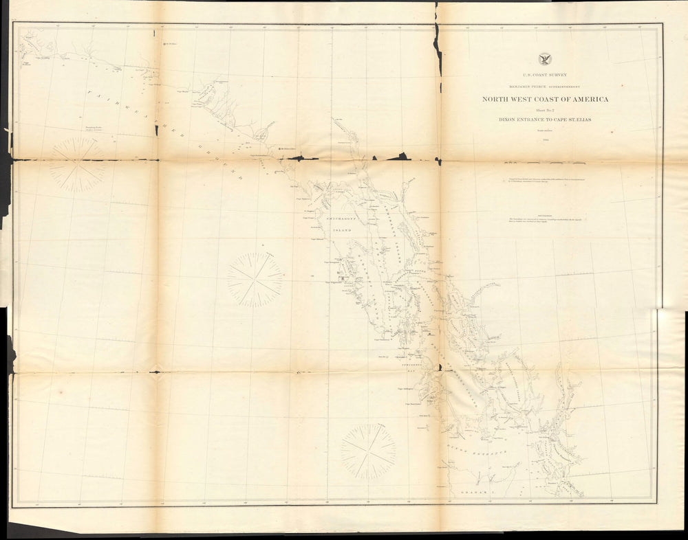 ALASKA COAST. Dixon Entrance to Cape St. Elias. USCGS 1871 old antique map