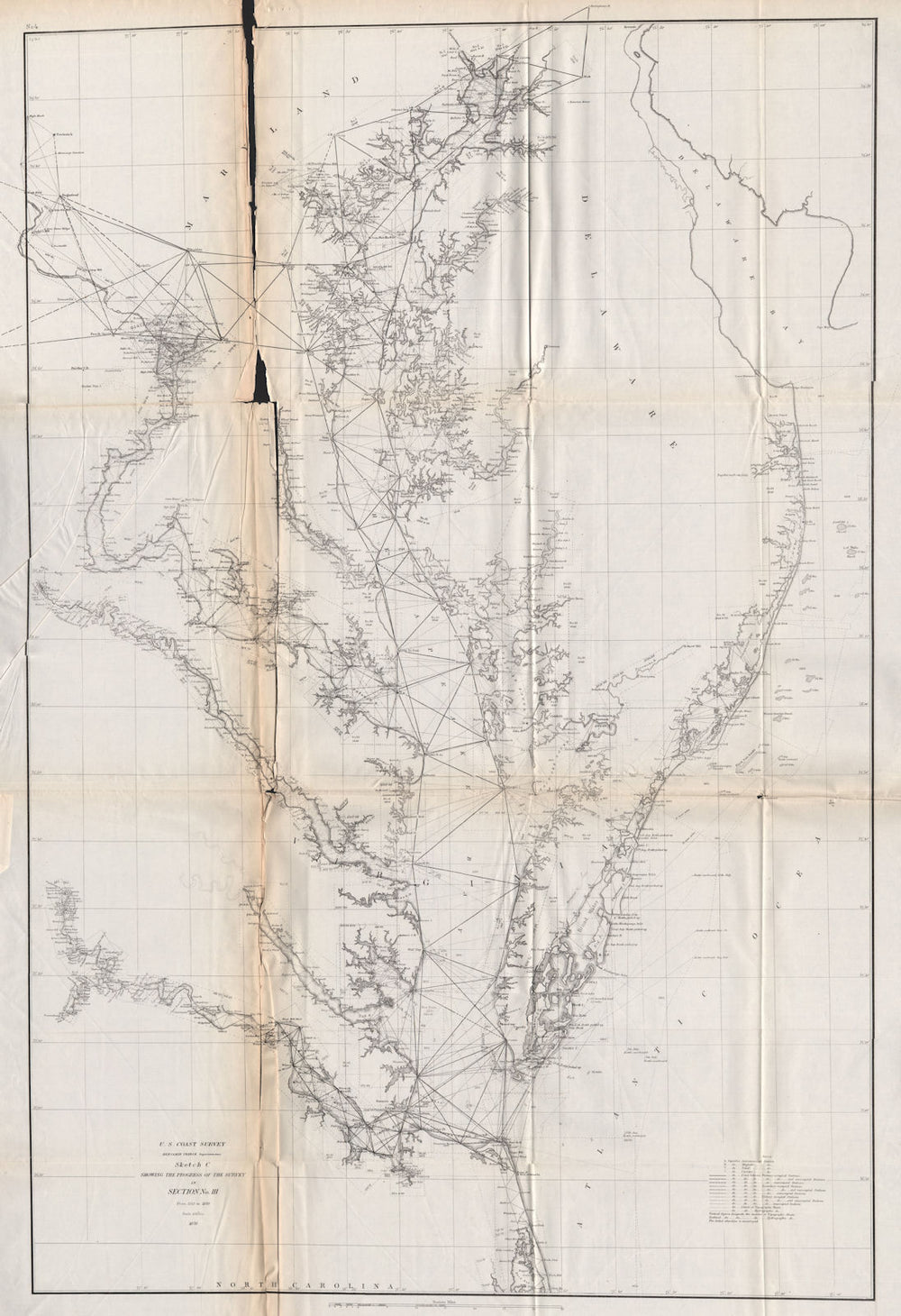 CHESAPEAKE BAY SURVEY. Washington DC Baltimore Maryland Delaware. USCGS 1870 map