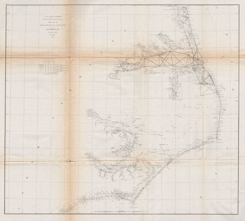 NORTH CAROLINA COAST. Albemarle Sound Cape Hatteras Outer Banks. USCGS 1870 map