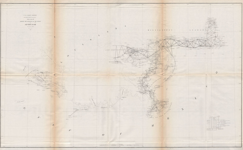 USA GULF COAST.Mississippi delta & river.New Orleans Mobile.LA AL.USCGS 1870 map