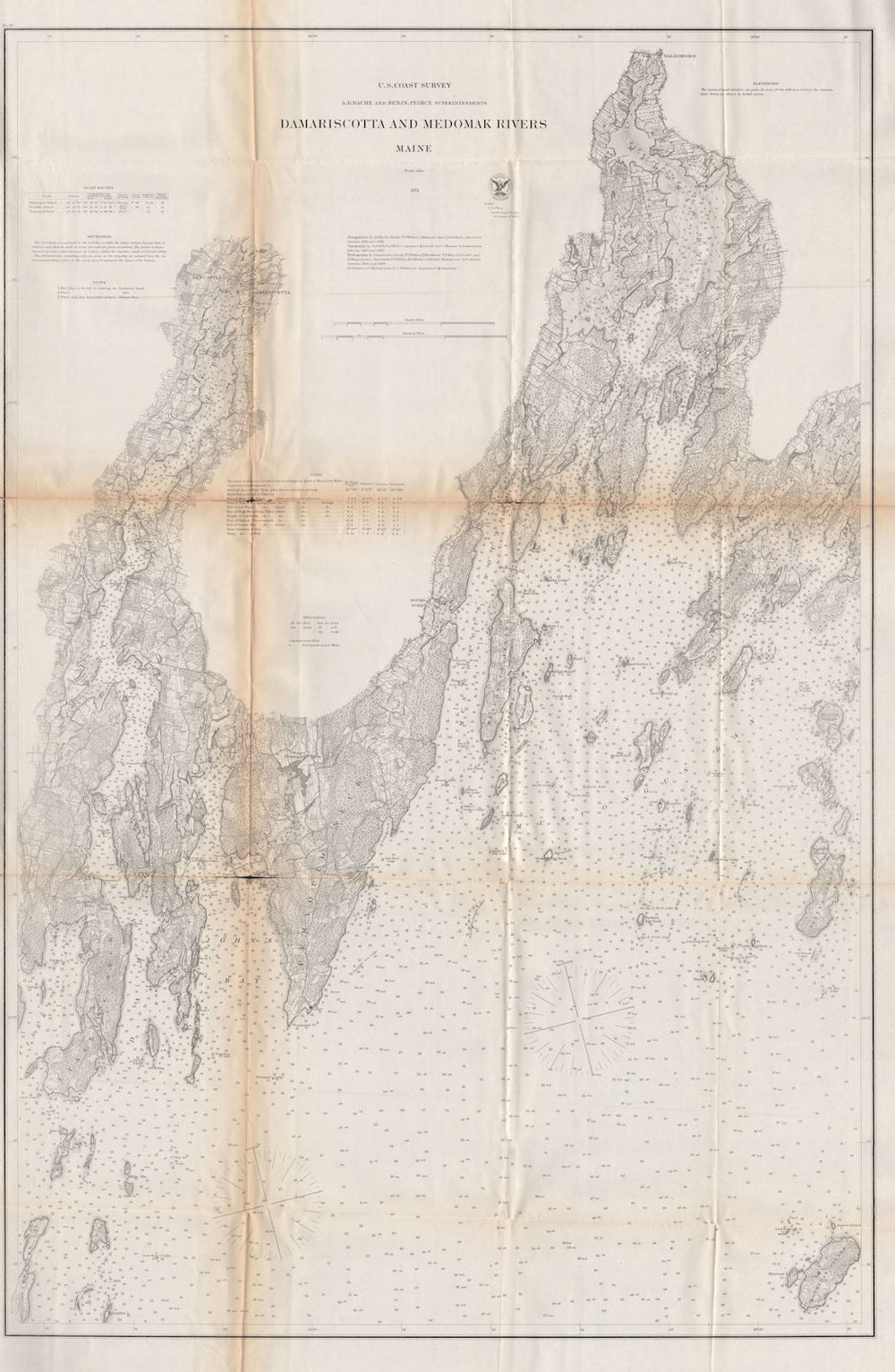 MAINE COASTAL CHART. Damariscotta & Medomak Rivers. Waldoboro. USCGS 1870 map