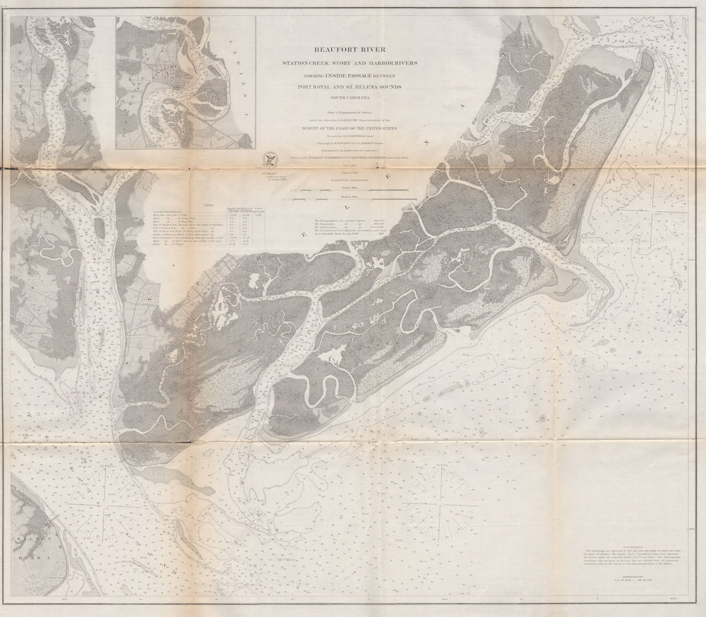 SOUTH CAROLINA COAST. Beaufort River. Beaufort Town. Port Royal. USCGS 1870 map