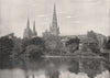 LICHFIELD. View of the cathedral & town. Staffordshire 1900 old antique print