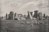 STONEHENGE. with sheep grazing. Wiltshire 1900 old antique print picture