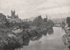 BATH. From the Avon river. Bath Abbey. Pulteney Bridge. Somerset 1900 print