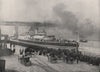NEWCASTLE-UPON-TYNE. HMS Victoria docking. Crowds carriages 1900 old print