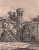 HADDON HALL. In the courtyard. Derbyshire 1836 old antique print picture