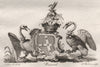 WARWICK. Coat of Arms. Heraldry 1790 old antique vintage print picture