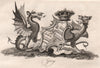 GREY. Coat of Arms. Heraldry 1790 old antique vintage print picture