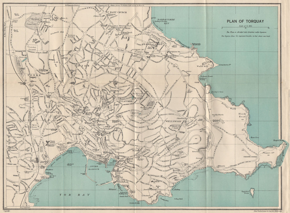 TORQUAY vintage town/city plan. Devon. WARD LOCK c1955 old vintage map chart