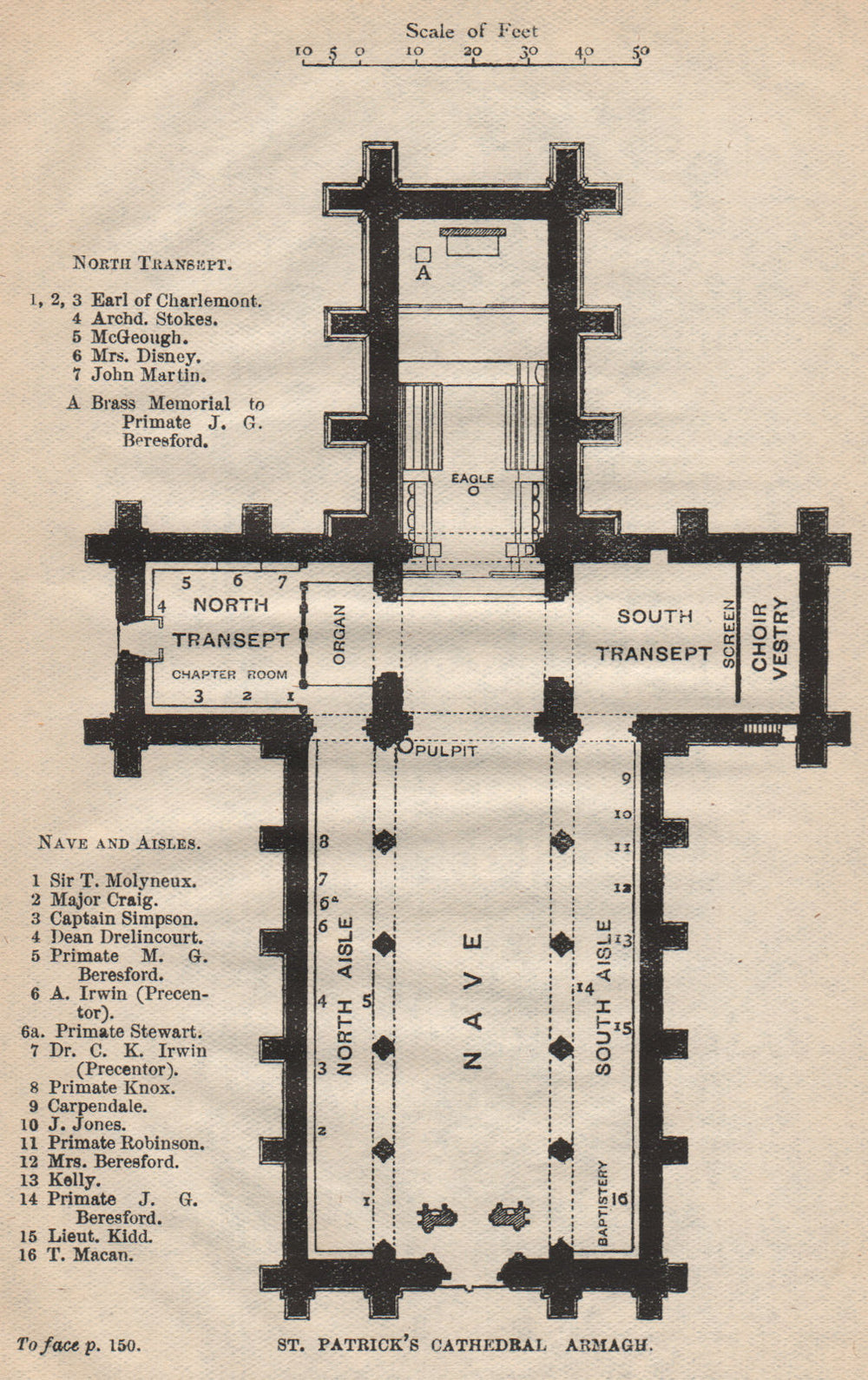 ARMAGH. St. Patrick's Cathedral plan. Ulster. Ireland. STANFORD 1908 old map