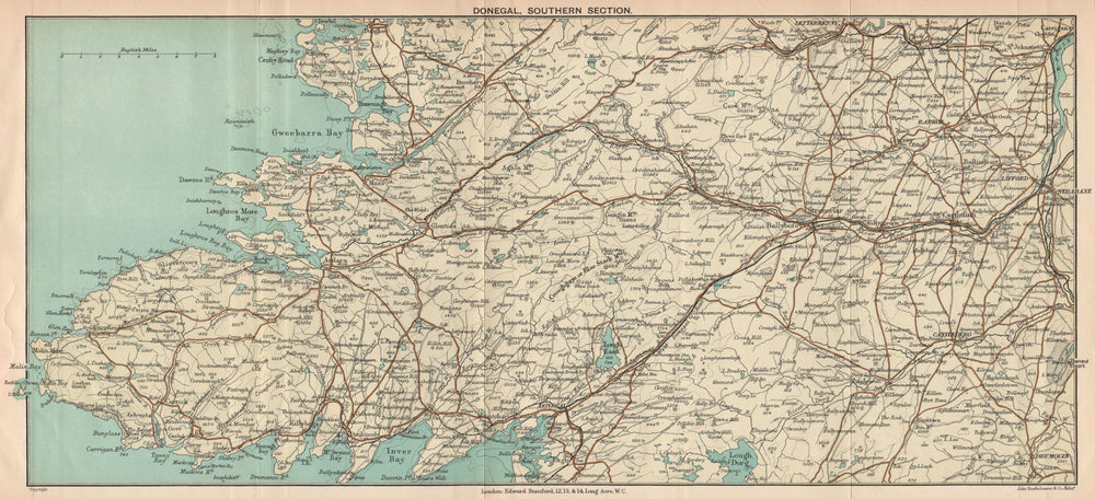 DONEGAL. Southern Section. Strabane Castlederg. Ireland. STANFORD 1908 old map