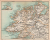 DONEGAL. Map. Part of Tyrone & Londonderry. Ireland. STANFORD 1908 old