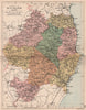 COUNTY WICKLOW. Antique county map. Leinster. Ireland. BARTHOLOMEW 1882