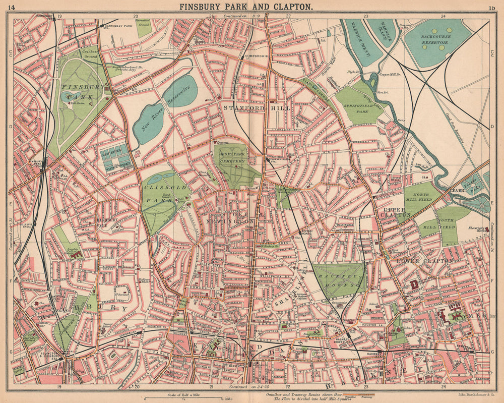 LONDON N.Finsbury Park Clapton Highbury Stamford Hill Kingsland Dalston 1913 map